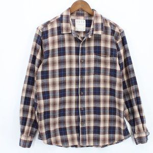 VSTR Premium Flannel Shirt Mens Multicolor Plaid Button Down Collared Large L